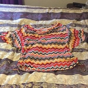 Cato shoulder cut out multi color  blouse